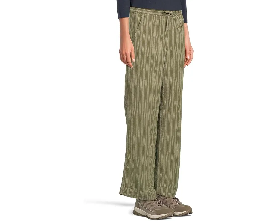 Полосковые брюки L.L.Bean Premium Linen Breezy с поясом на резинке и прямым кроем
