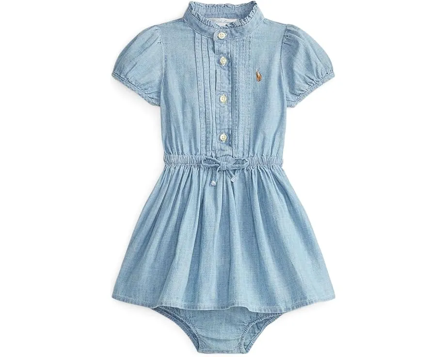Платье из индиго хлопкового шамбре Polo Ralph Lauren Kids для младенцев
