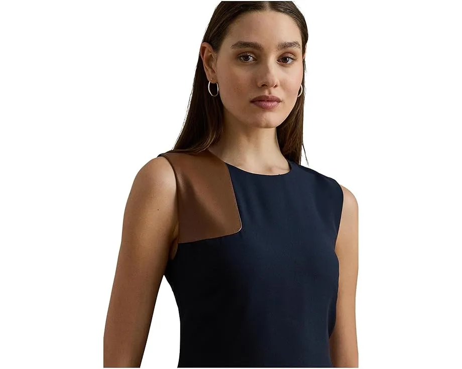 Платье из жоржета с отделкой под кожу Lauren Ralph Lauren