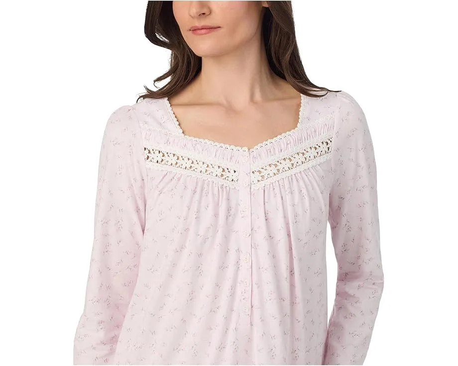 Ночная сорочка Eileen West короткая с длинным рукавом из хлопкового трикотажа