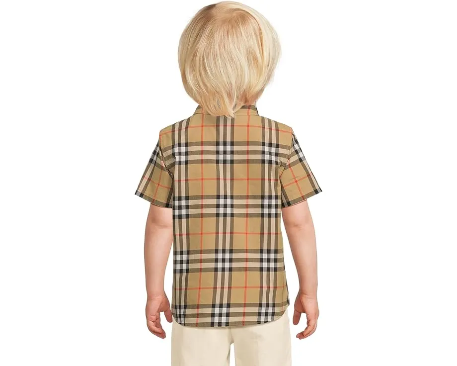 Burberry Kids Рубашка Owen с коротким рукавом и клеткой для младенцев