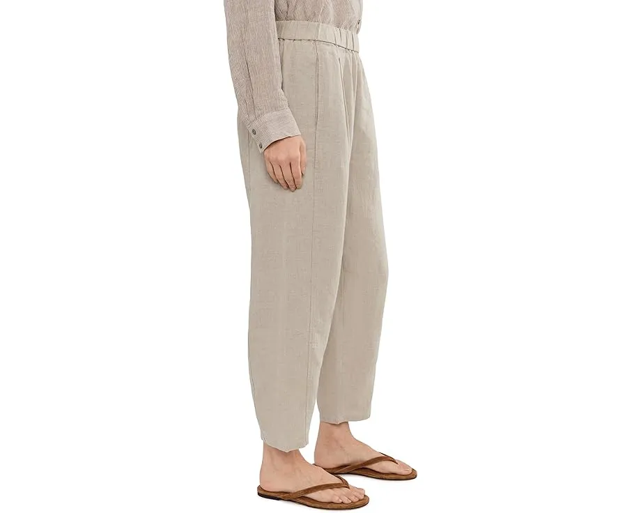 Petite Organic Linen Ankle Pleated Lantern Pants
