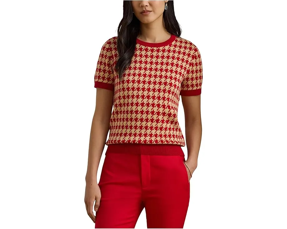 Свитер Lauren Ralph Lauren с коротким рукавом и узором «гусиная лапка»