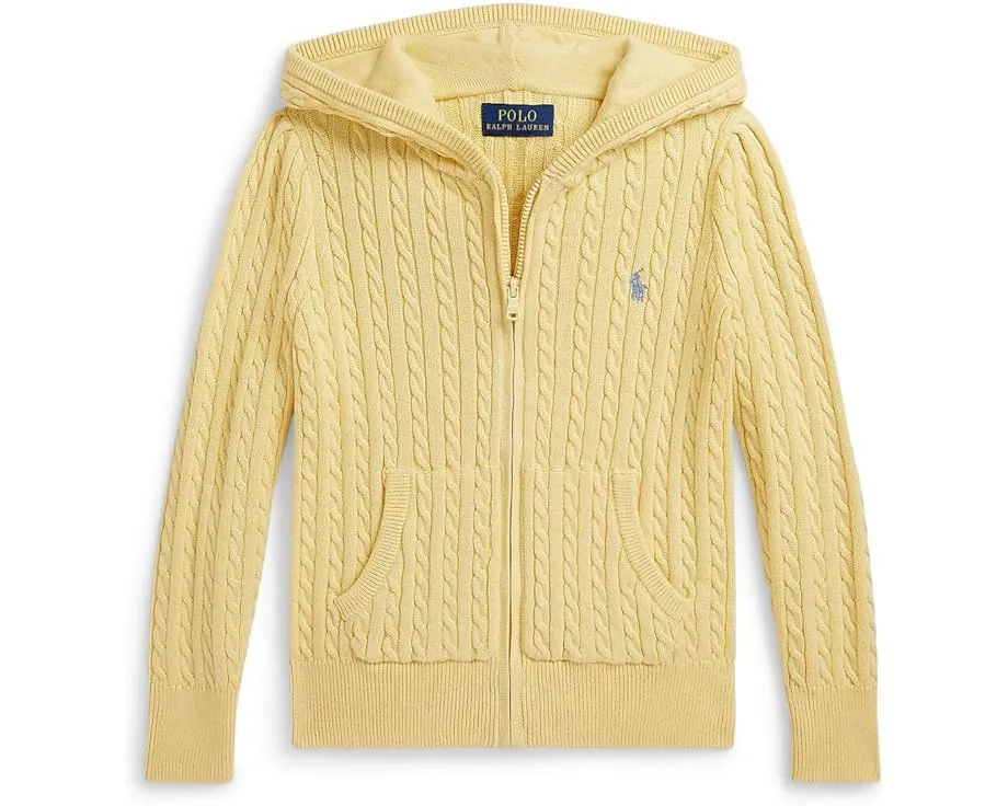 Хлопковый худи на молнии с мелкой резинкой Polo Ralph Lauren Kids для малышей