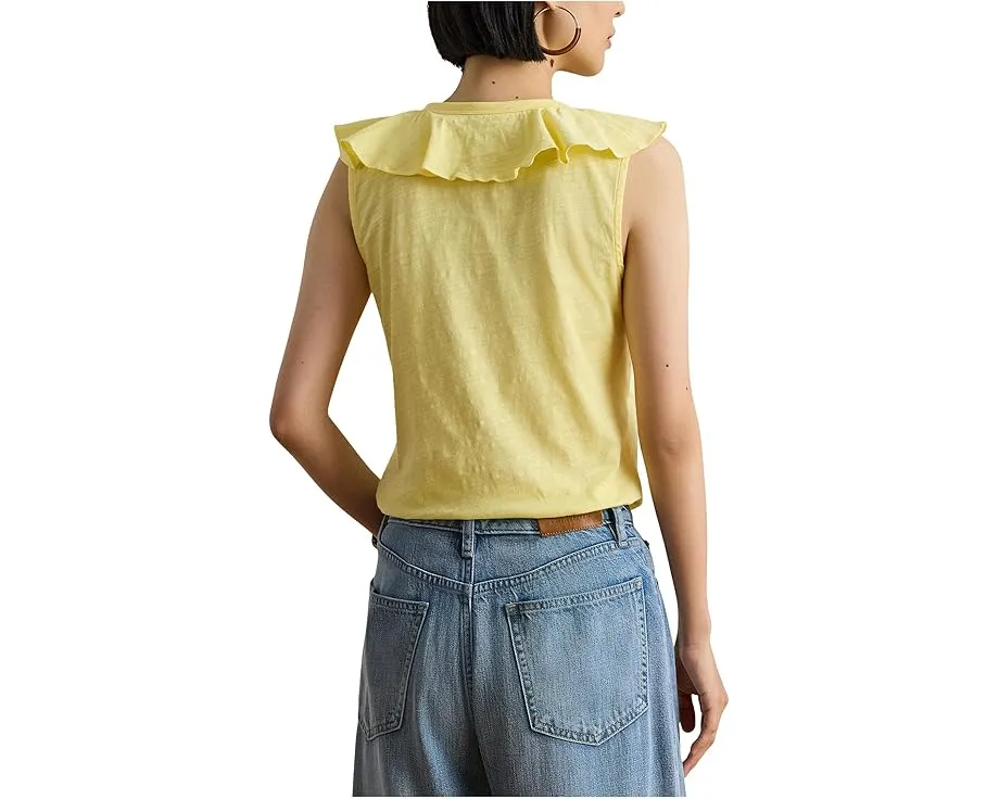 Топ Lauren Ralph Lauren без рукавов из джерси с рюшами и V-образным вырезом