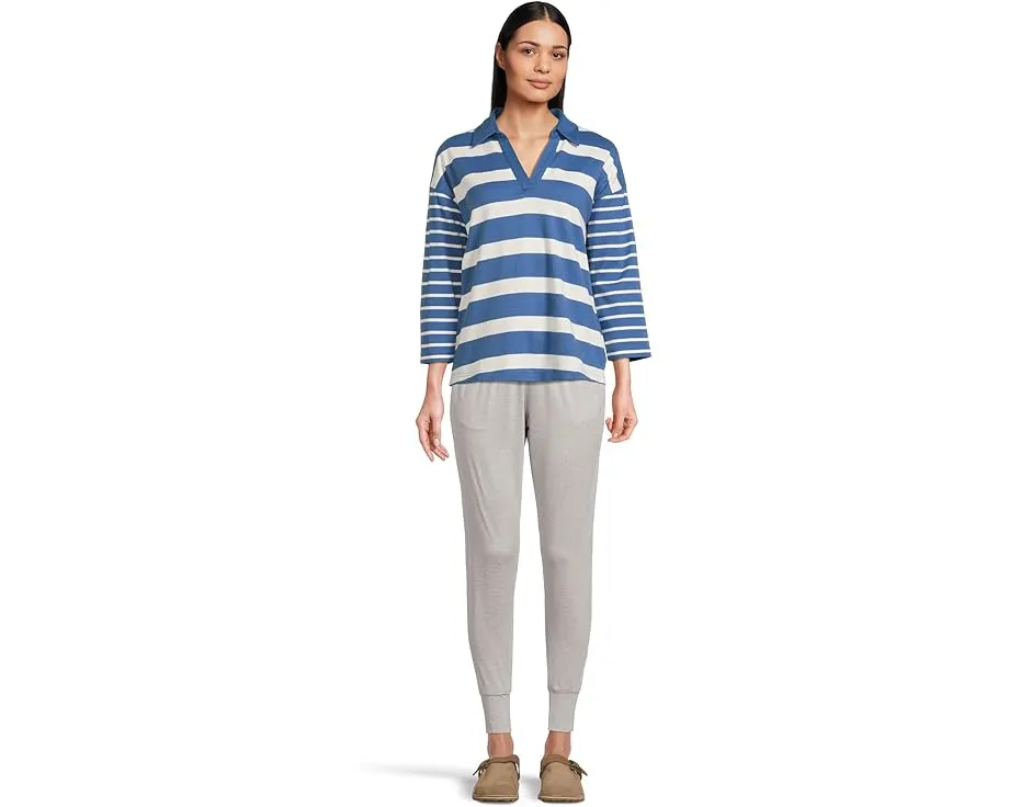 Поло L.L.Bean Heritage Mariner с разрезным воротником и рукавом три четверти в полоску