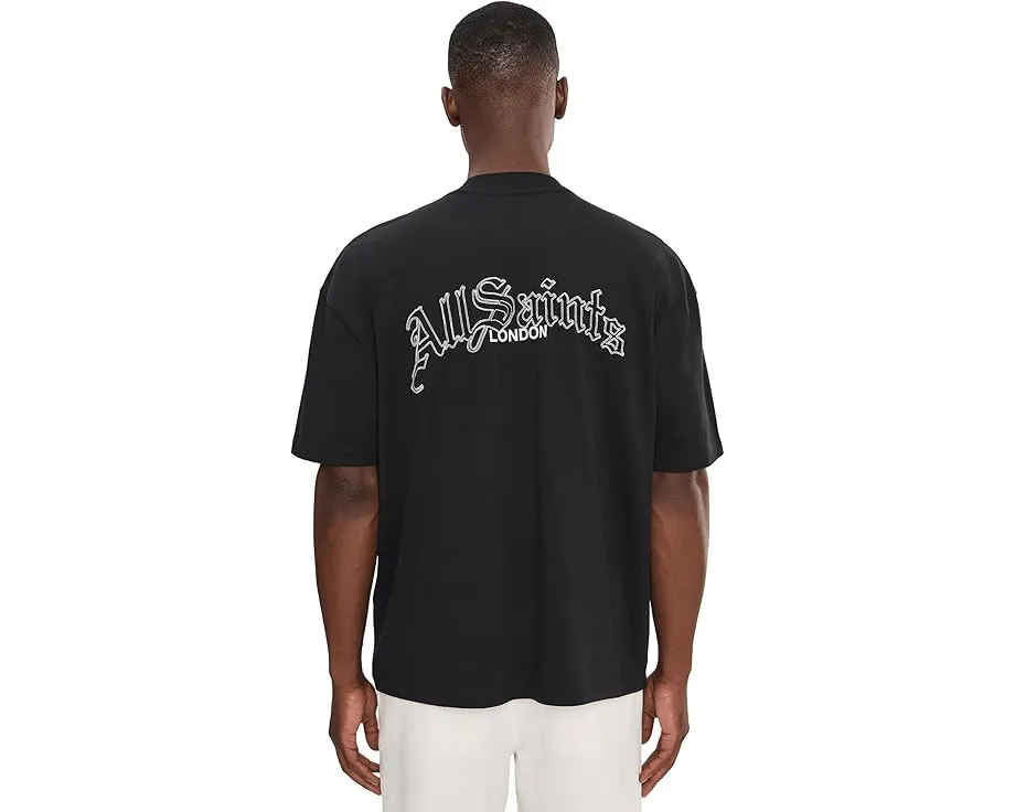 Футболка AllSaints Descent с коротким рукавом и готической вышивкой