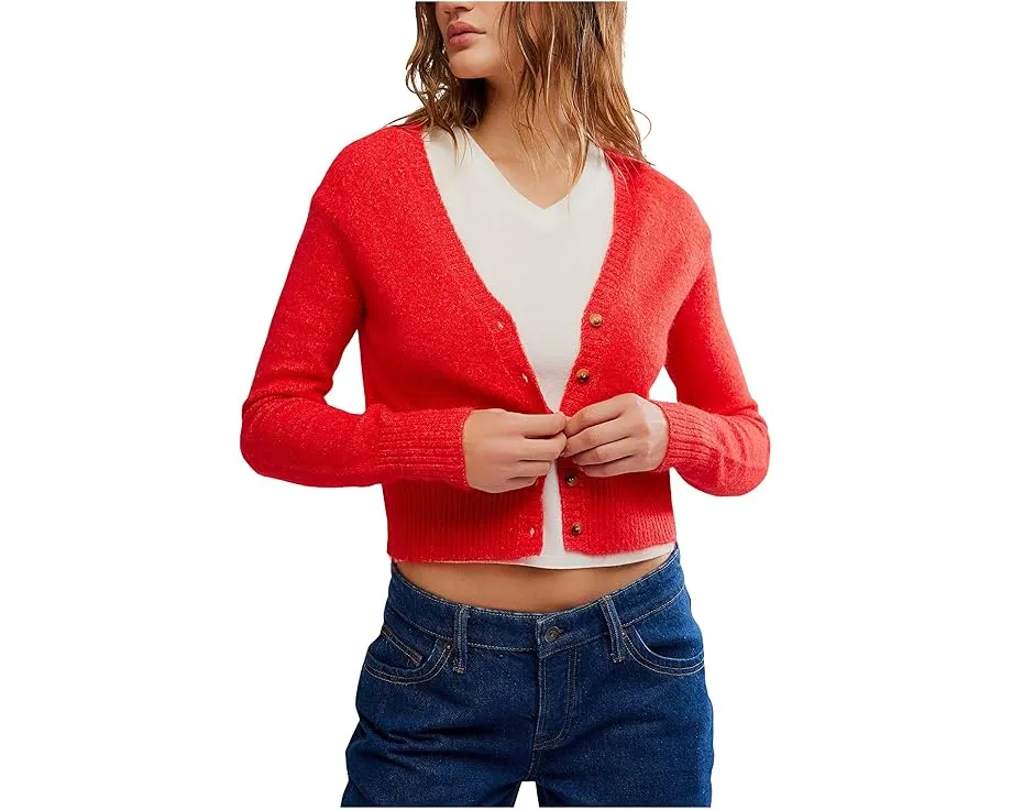 Кардиган Free People School Girl с V-образным вырезом и рельефной резинкой