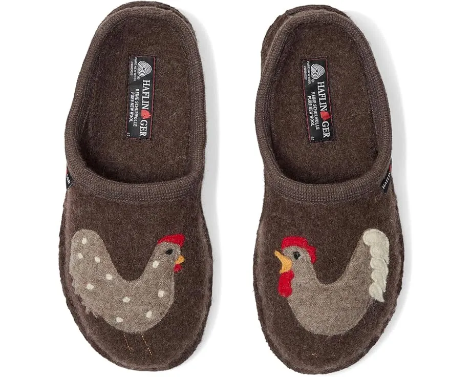 Тапочки Haflinger Chicken из 100% вареной шерсти с поддержкой свода стопы