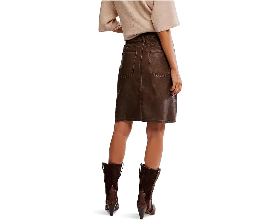Юбка миди Free People Sycamore из веганской кожи с разрезом и застежкой на молнии