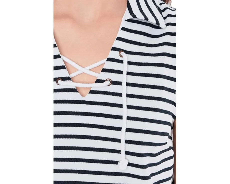 Lilla P Безрукавный топ с воротником и шнуровкой из плотного хлопкового джерси