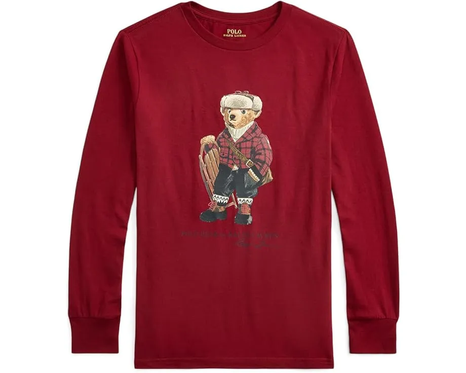 Хлопковая футболка Polo Bear с длинным рукавом Polo Ralph Lauren Kids для старших детей