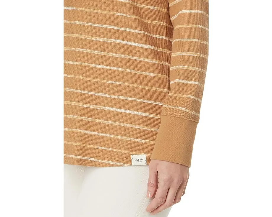 L.L.Bean Футболка Unshrinkable Mini-Waffle с длинным рукавом и полоской