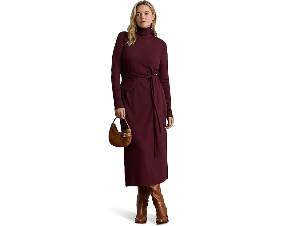 Платье-миди Lauren Ralph Lauren Plus Size с водолазкой и завязкой