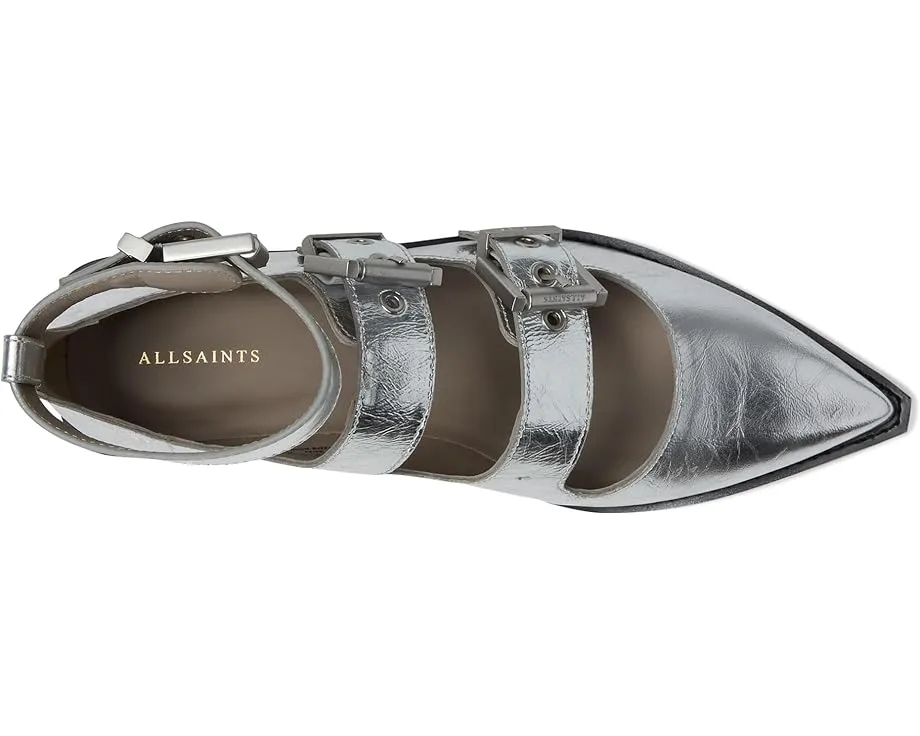 Туфли AllSaints Susan с тремя регулируемыми пряжками из металлизированной кожи