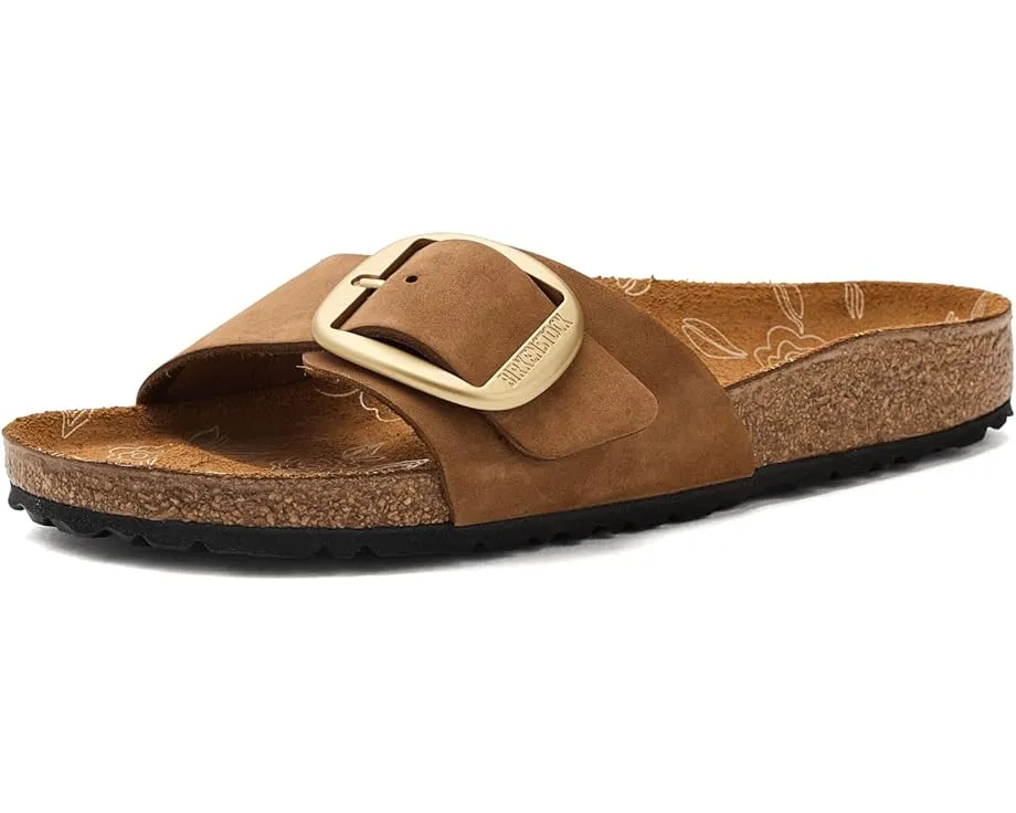 Birkenstock сандалии Madrid Big Buckle с цветочным принтом на стельке из нубука Mink
