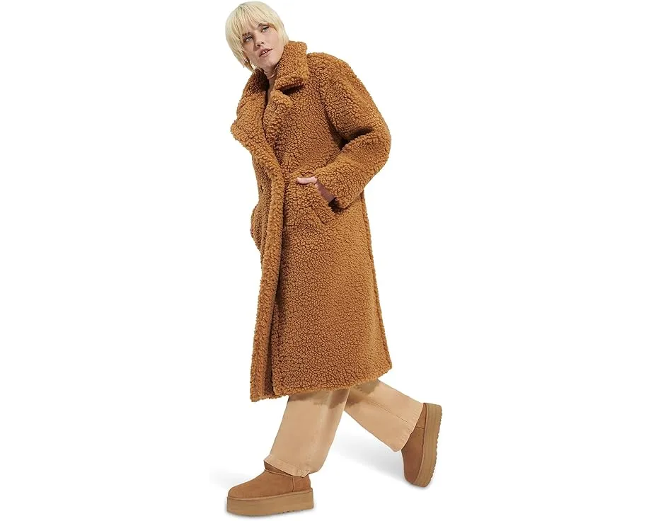 Длинное пальто UGG Gertrude из искусственного меха с двубортной застежкой