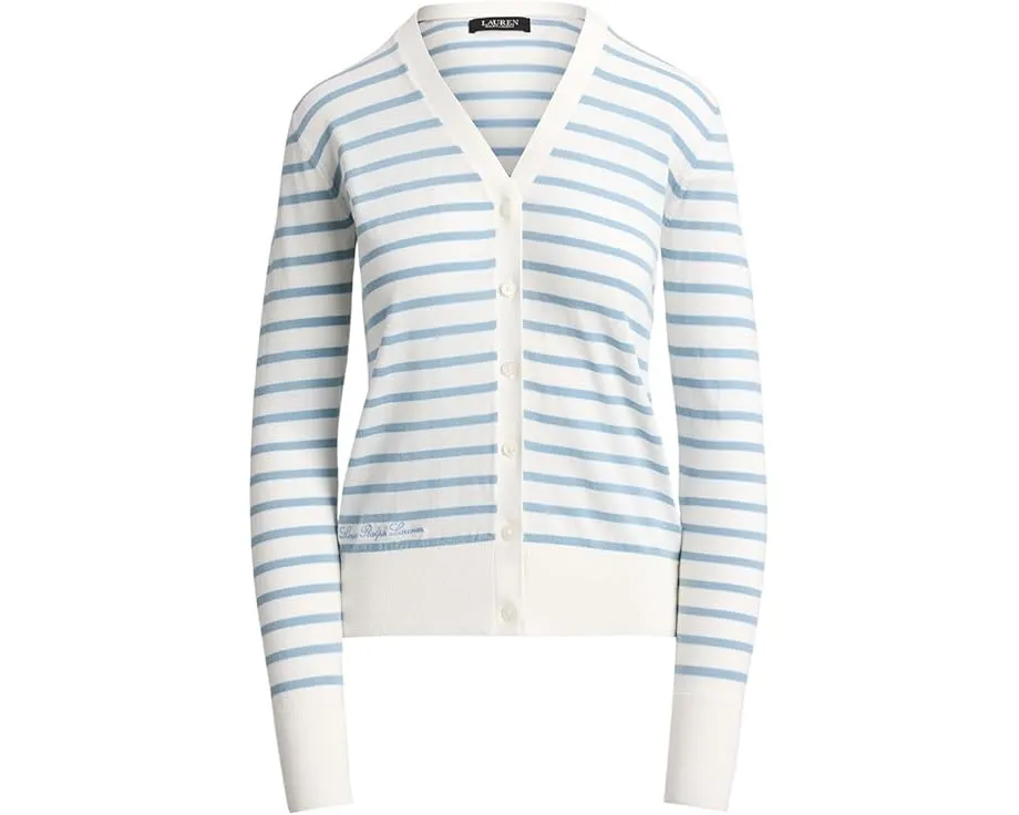 Striped Cotton V-Neck Cardigan