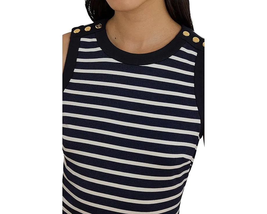 Платье-футляр Striped Snap-Trim Ponte Sheath в полоску Lauren Ralph Lauren