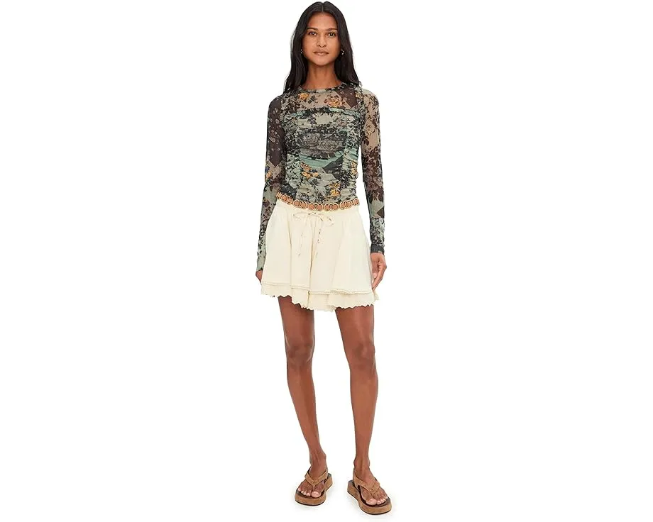Мини-юбка Lady Tulip от Free People с кружевной отделкой и вышивкой