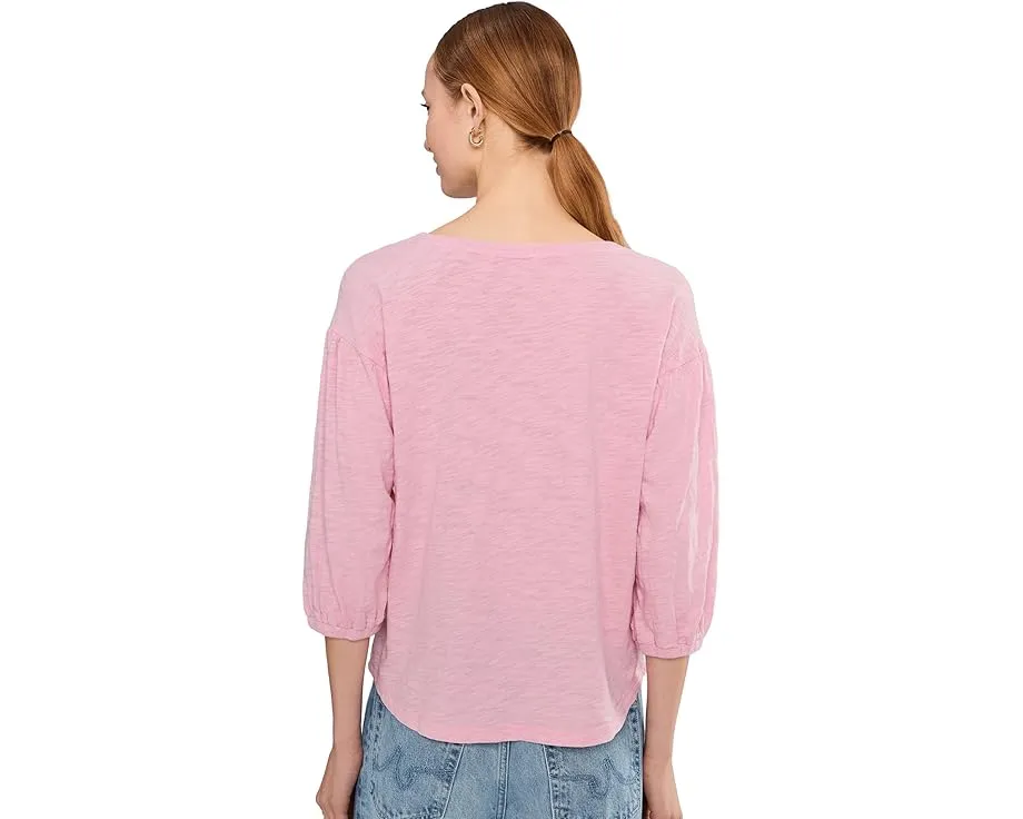 Футболка Mod-o-doc с открытым круглым вырезом и рукавами 3/4 со сборками