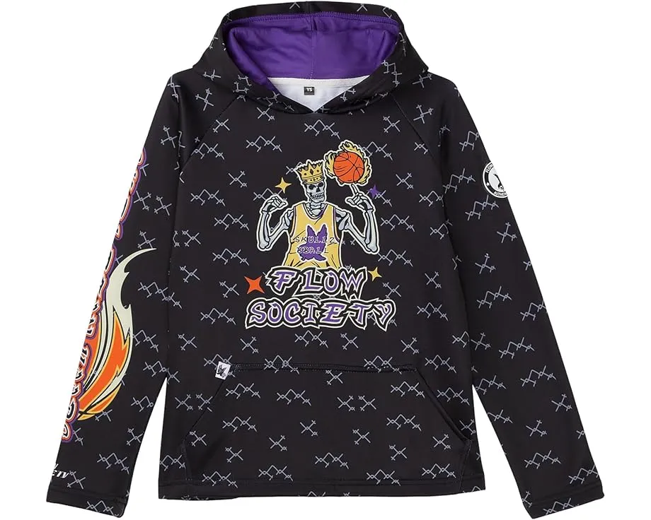 Толстовка FLOW SOCIETY с баскетбольным принтом скелета и капюшоном