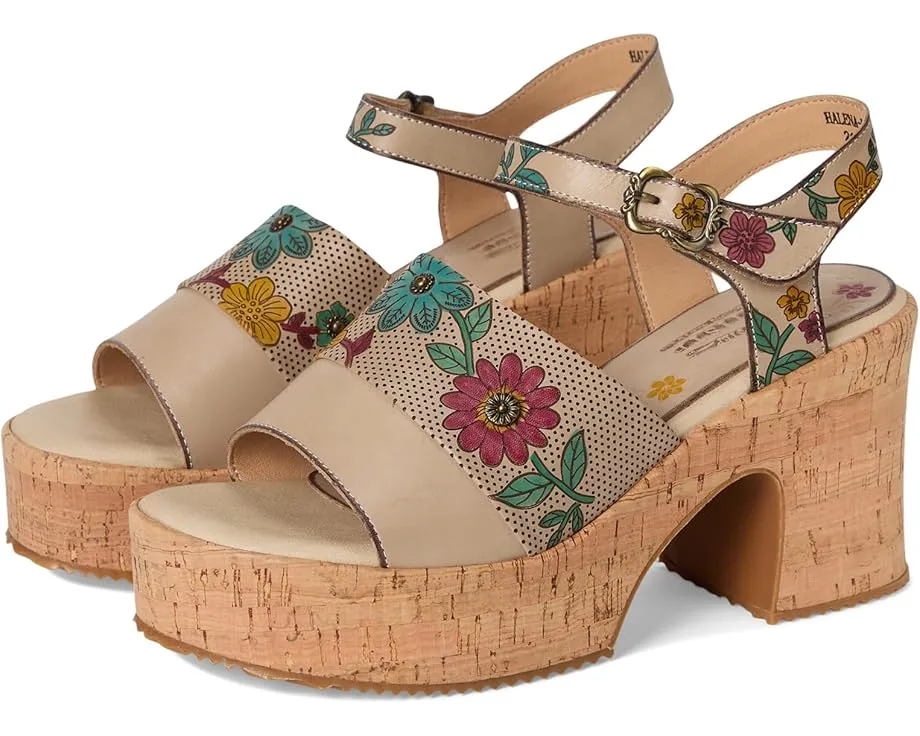Сандалии Halena на платформе с ручной росписью и регулируемой застежкой