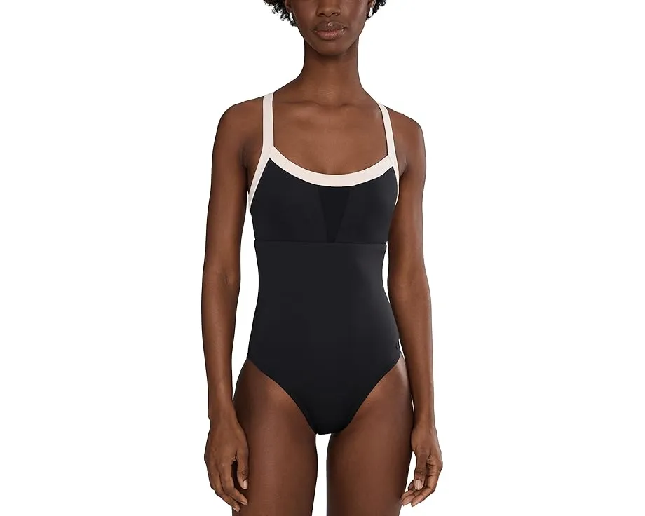 Цельный купальник Nike Bold Color Block V-back с сетчатыми вставками