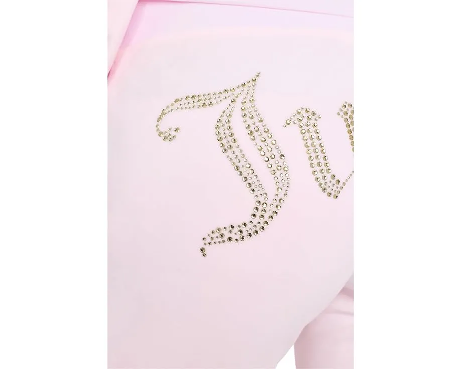 Длинные бархатные брюки Juicy Couture с резинкой и золотой деталью на спине