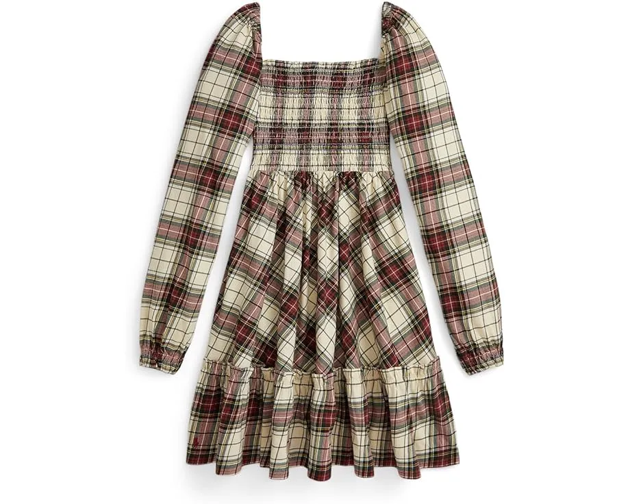 Хлопковое платье в клетку с рюшами Polo Ralph Lauren Kids для старших детей