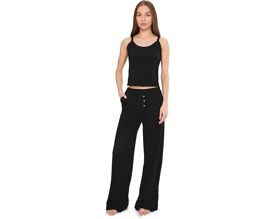PACT брюки Dream Rib Wide Leg Lounge Pants с высокой посадкой и карманами