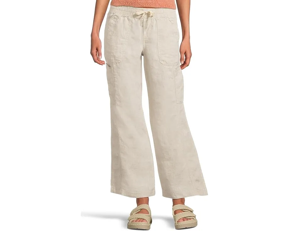 Утилитарные брюки L.L.Bean Premium Linen Breezy с широкими штанинами и карманами карго