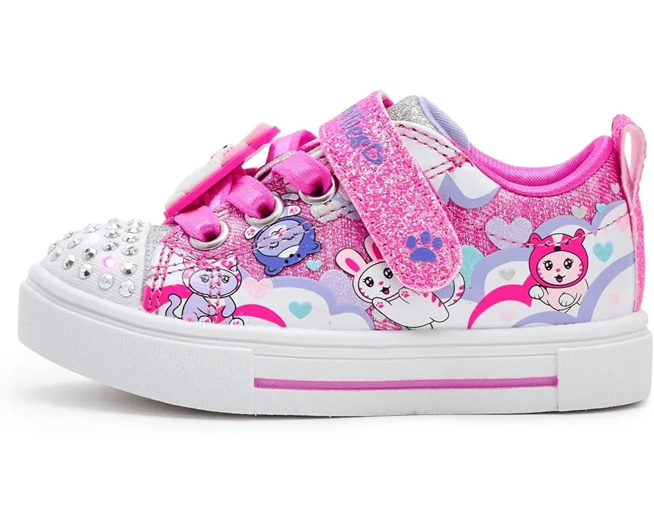 Светящиеся кроссовки SKECHERS KIDS Twinkle Sparks с принтом котиков и облаков