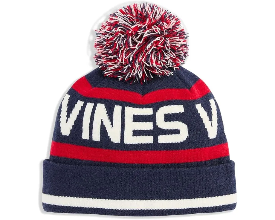 Вязаная шапка Vineyard Vines Text Logo Pom Beanie с помпоном