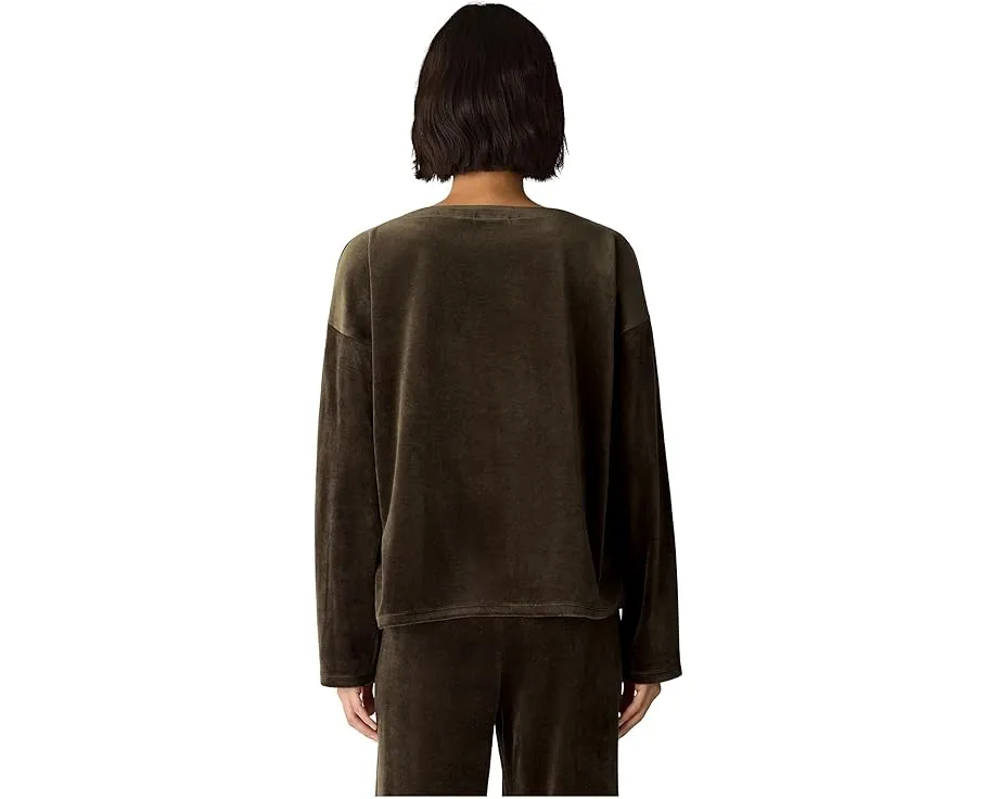 Уютный топ из велюра с бат-горловиной и свободным кроем Eileen Fisher