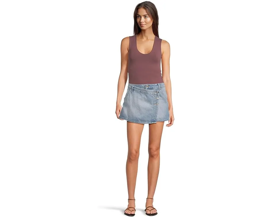 Free People Wynne Denim Skirt джинсовая юбка миди на пуговицах