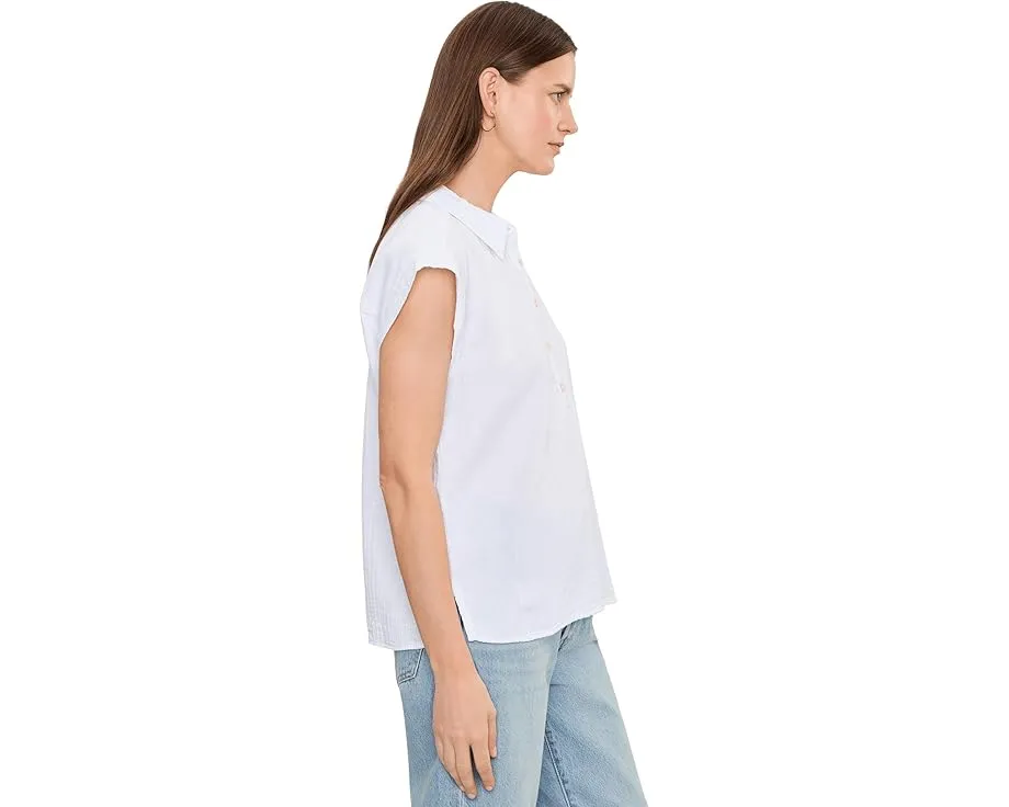 Gauze Sleeveless Henley Shirt