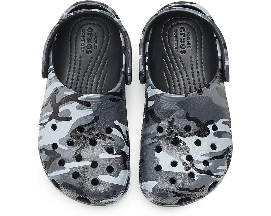 Кроксы Crocs Kids Classic Camo с камуфляжным принтом и регулируемым ремешком