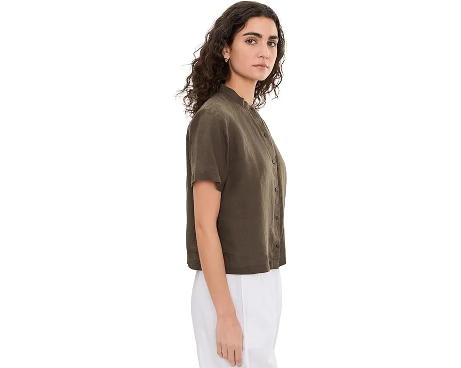 Рубашка Eileen Fisher с воротником-стойкой из органического льна