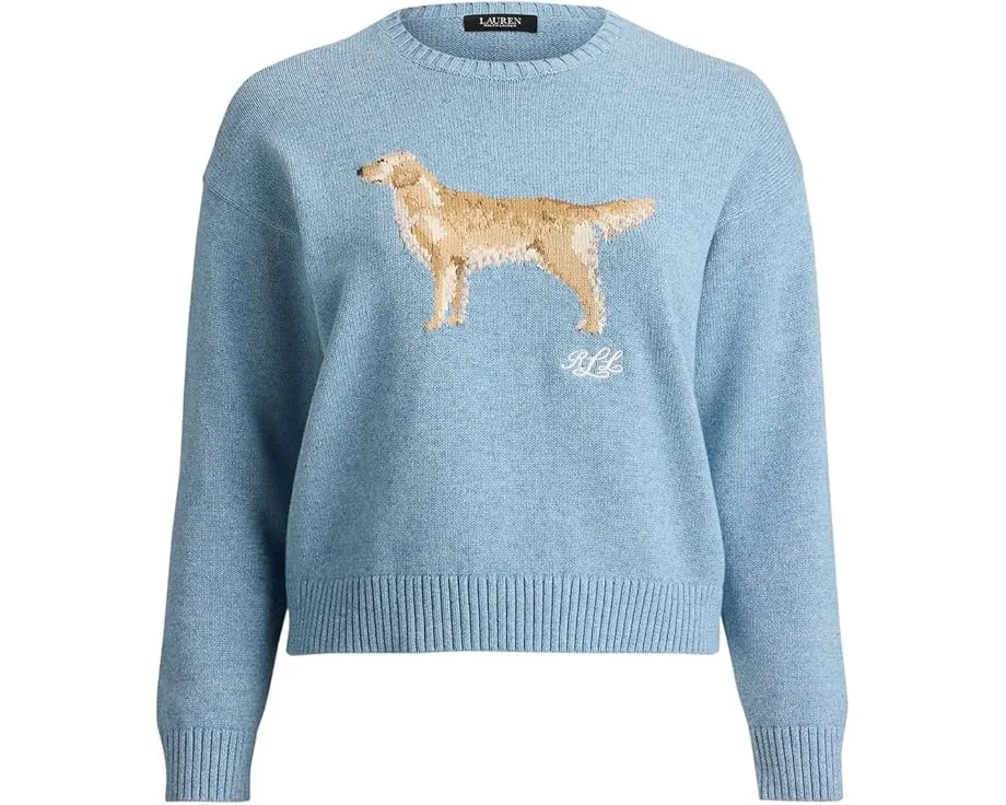 Свитер с вязкой золотистый ретривер Lauren Ralph Lauren плюс сайз из хлопка