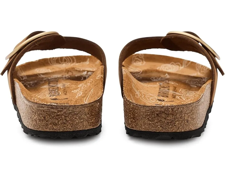 Birkenstock сандалии Madrid Big Buckle с цветочным принтом на стельке из нубука Mink