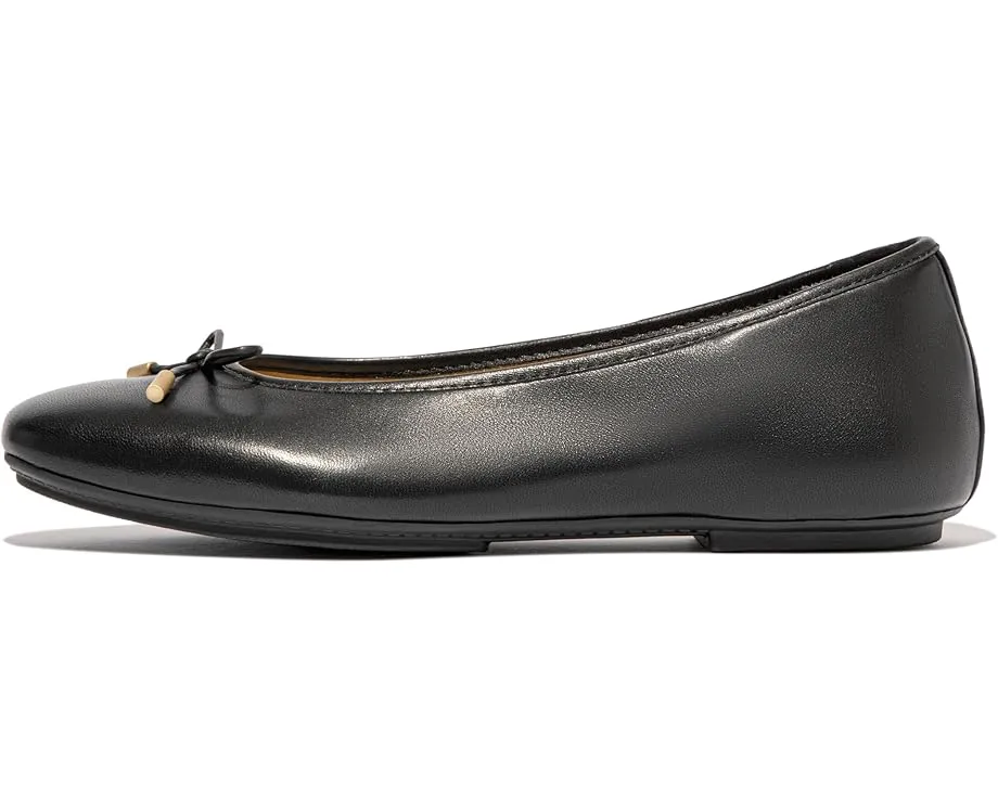 Балетки FitFlop Delicato Bow из мягкой кожи с квадратным носком