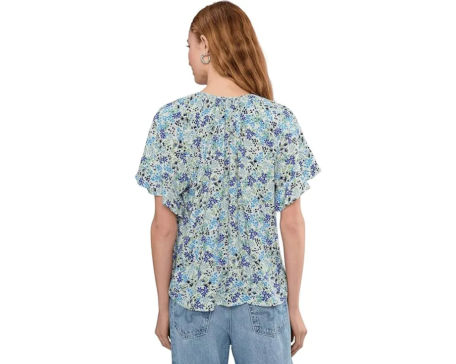 Топ CeCe с коротким рукавом и застежкой у горловины