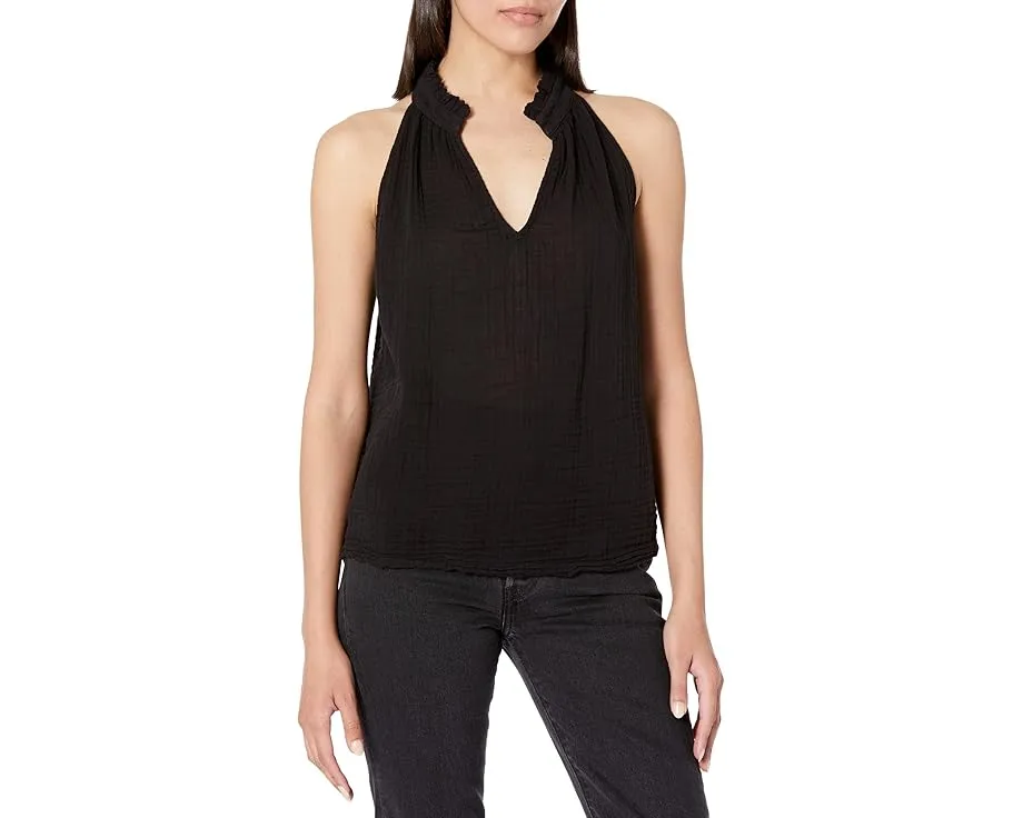 Michael Stars майка Viola с разрезным V-образным вырезом и рюшами