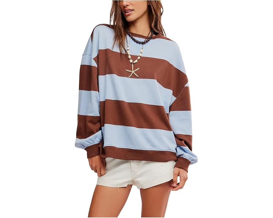 We The Free Classic Striped Oversized Crew Neck