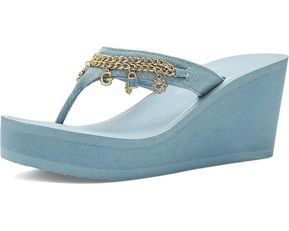 Сандалии GUESS Sutton с клиновидным каблуком и декоративными цепочками