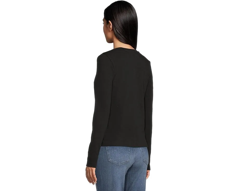 Lilla P Длинный топ с V-образным вырезом и отделкой из плотного хлопка Vintage Slub