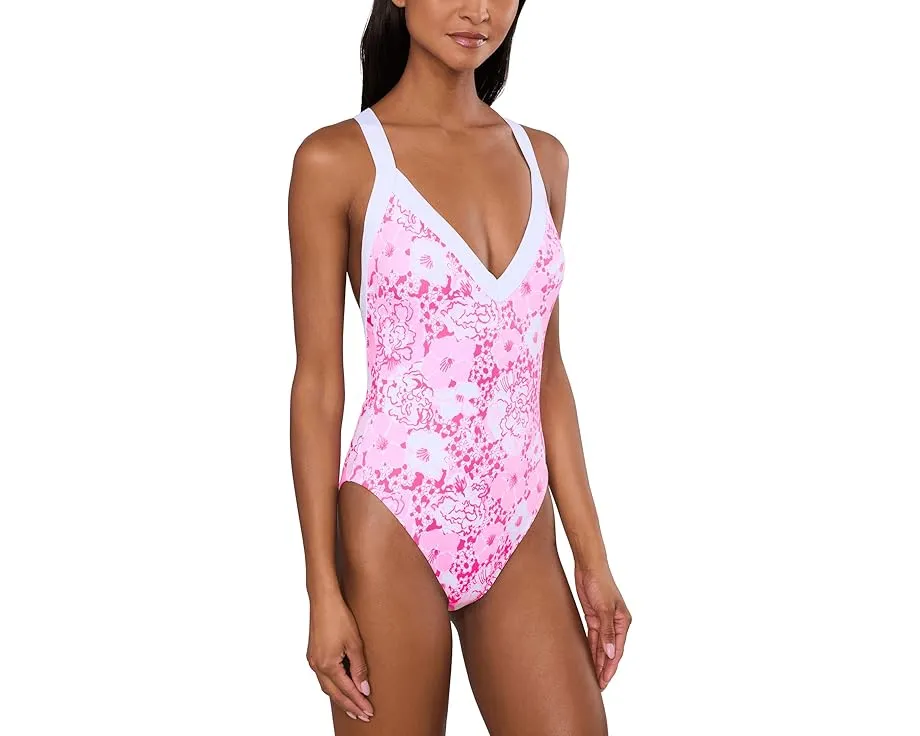 Купальник Nioma One Piece Lilly Pulitzer с V-образным вырезом и цветочным принтом