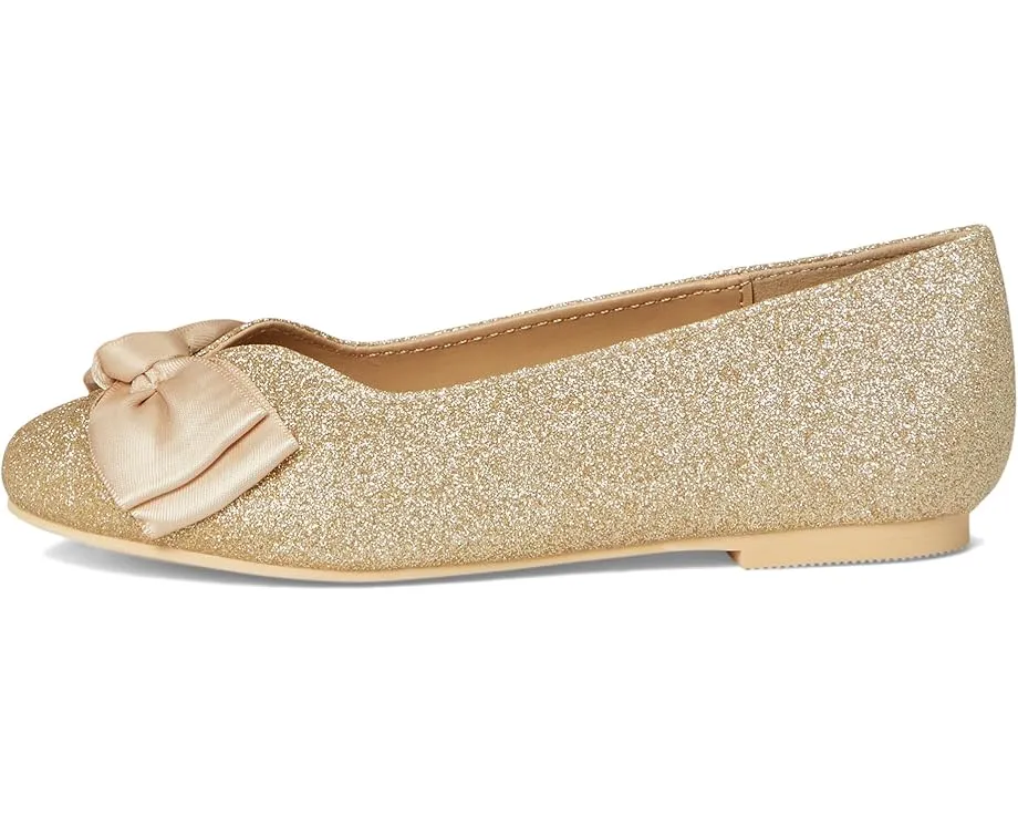 Золотистые балетки Janie and Jack с бантом и миндалевидным носком