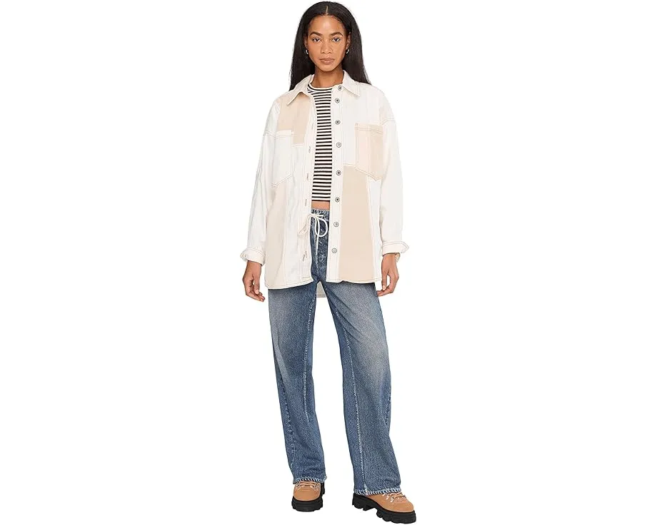 Рубашка Free People Ivory Mountain Roads из денима в стиле пэчворк